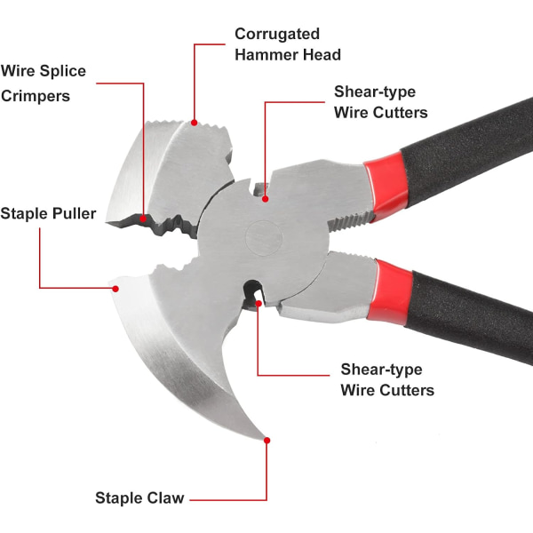 10.5" Fence Pliers - Staple Puller - Strong Joint Pliers - Fence Pliers - Heavy Duty Fence Pliers -