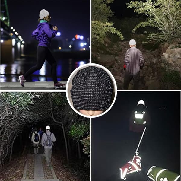 1 stk Refleks Beanie, Unisex, Varm Strikket Hue til Vinter