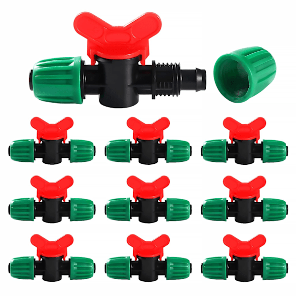 10 stk. 16 mm Irrigationsventil, Irrigationsrørventil, Låseventiler til Drypvandingssystem, til 16 mm slange
