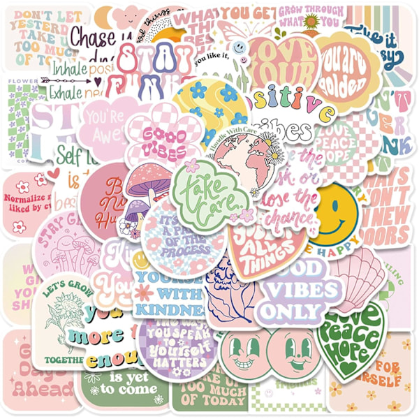 Pakke med 100 farverige PVC-klistermærker - Æstetiske laptop-klistermærker - Kawaii-klistermærker - Scrapbooking-klistermærker - Dekorative klistermærker til dagbog, telefon, flaske