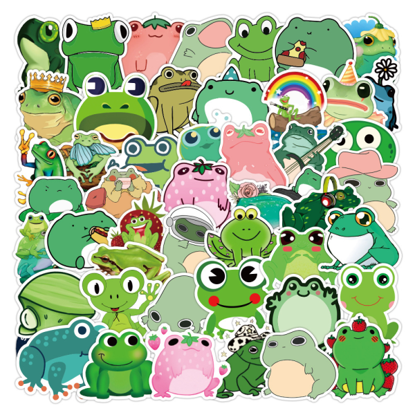 100 pcs Frog Stickers Frog Decals Vinyl Stickers for Laptop Cute