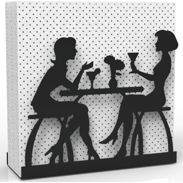 Metall Serviettholder for Hjem Kjøkken Restaurant Piknik - Kvinne Tema Bordplate Papir Organizer Oppreist Vevdispenser (
