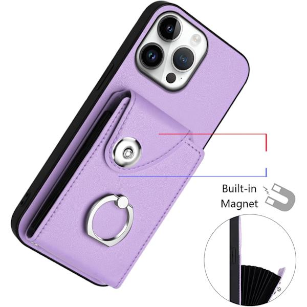 Kompatibel med iPhone 16 Pro Max Wallet Case med Kortlomme Design 360° Rotation Ring Stativ Snap Knap Stødsikker Pro