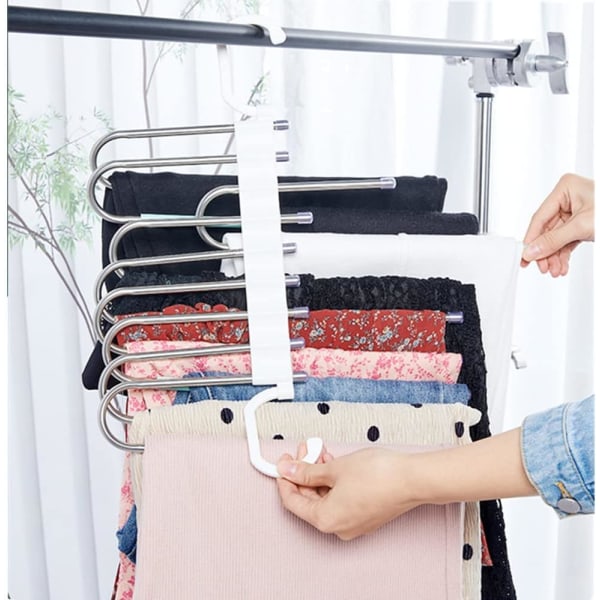 9-lags foldbare buksebøjler Pladsbesparende multifunktionel garderobebuksetørklæde Jean