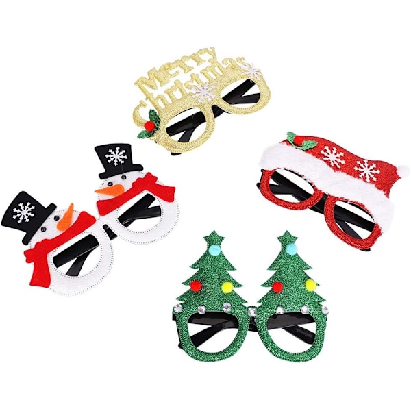 12 st julglasögon med glitter, festglasögon, juldekorationer, tillbehör, kostymglasögon för jul
