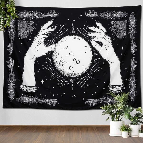 White and Black Hands Wall Tapestry, Psychedelic Trippy Hipp