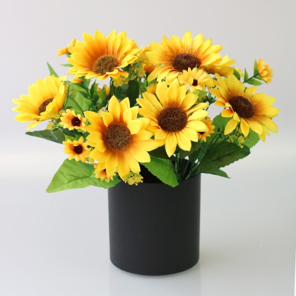 2 buketter med kunstige solsikker, gule blomster