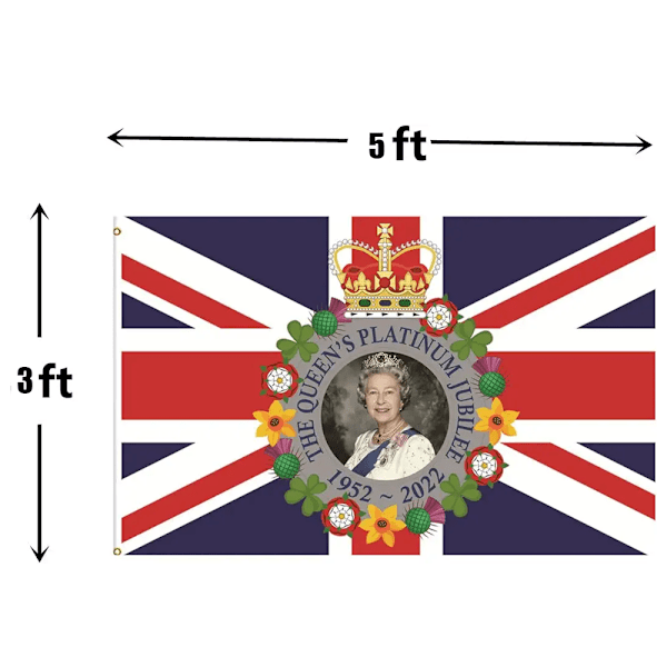 Drottningens platinajubileum Union Jack-flagga 3*5FT, ljusa färger