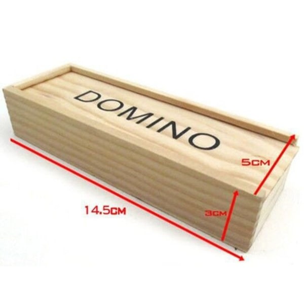Perinteinen Domino-peli - 28 kpl plus puinen laatikko ja liukuva l