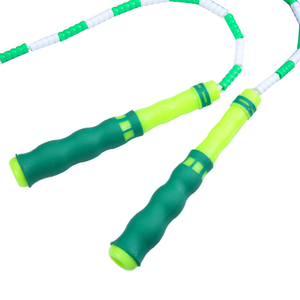 Hopperep for barn, 2,8 m myk perlehøpperep, justerbar lengde anti-floke segme Green and Pink 2 Pieces