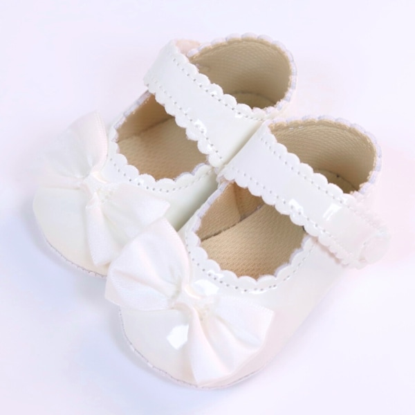 (13CM) Baby Girl Soft Bottom Bow Princess Wedding Mary Jane Flat Shoes Toddler Shoes Newborn Lightwe