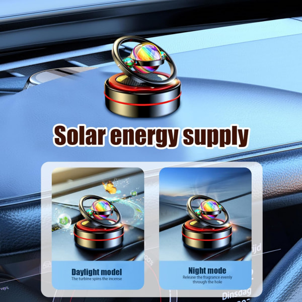 1PC Solar Rotating Aromatherapy Rotating Car Diffuser Dashboard O