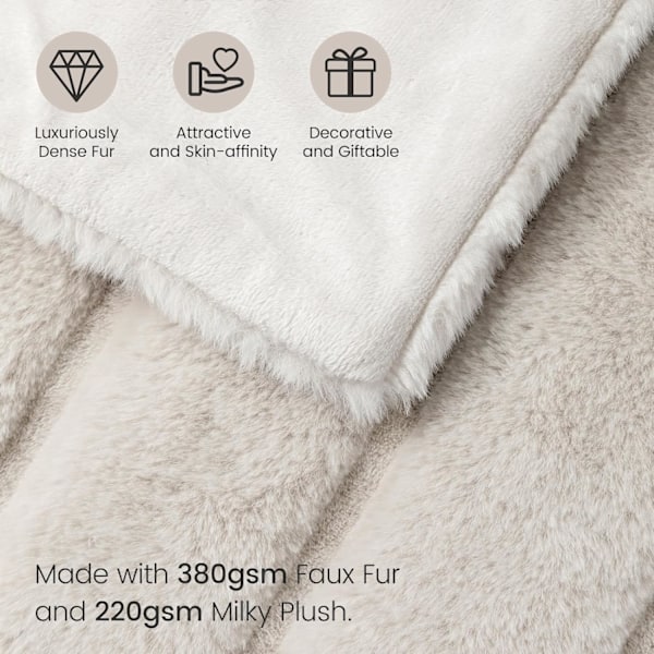 Konstgjord Pälsfilt för Soffa, Mysig Mjuk Plysch Tjock Vinterfilt för Soffa Sovrum Vardagsrum, 50 * 60 Tum Beige