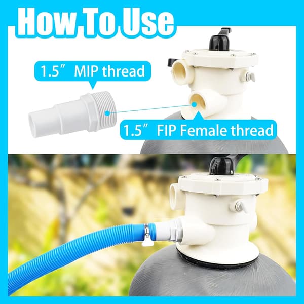 Set med 2 poolslangkopplingar - Diameter: 32/38 mm till 1,5\" - Pooladapter - Vit