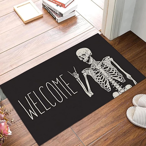 Halloween Anti-Slip Velkomstmåtte til Fordøren, Sjov Skelet Design 60*90cm