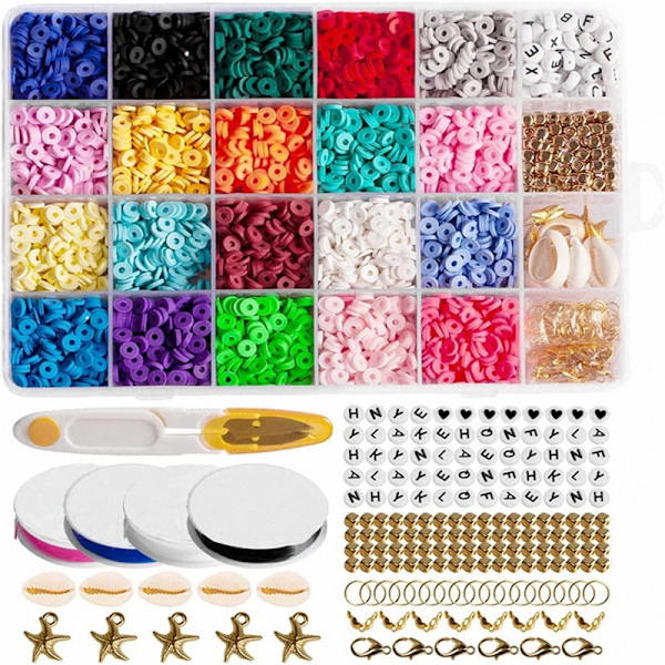 Populära lerpärlor, mjuka lerbitar, mjuk lerpärla armband halsband set DIY smycken tillbehör