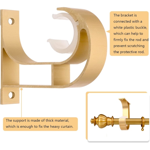 Aluminiumlegering Gardinstang Beslag Gardinstang Fixer Gardinstang Støttebeslag Loft Montering Gold
