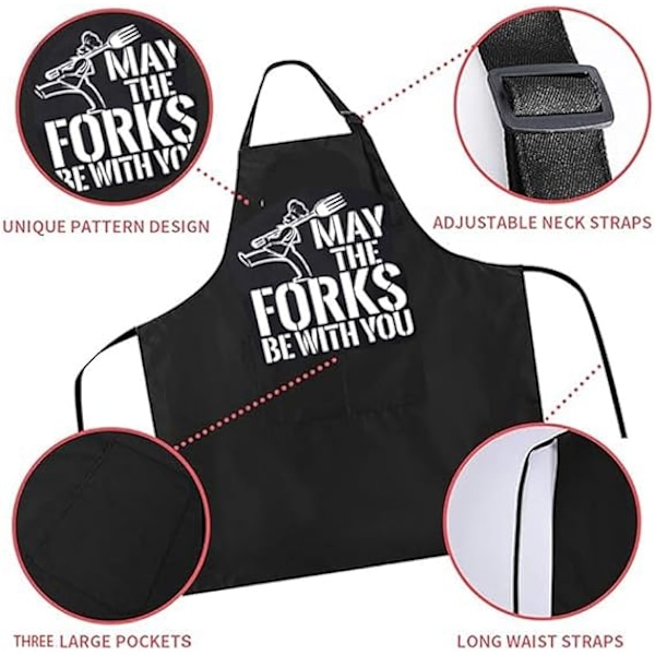 Roliga förkläden för män, svart förkläde med fickor för män, perfekt för matlagning, grillning, bakning, presenter till make, pappa