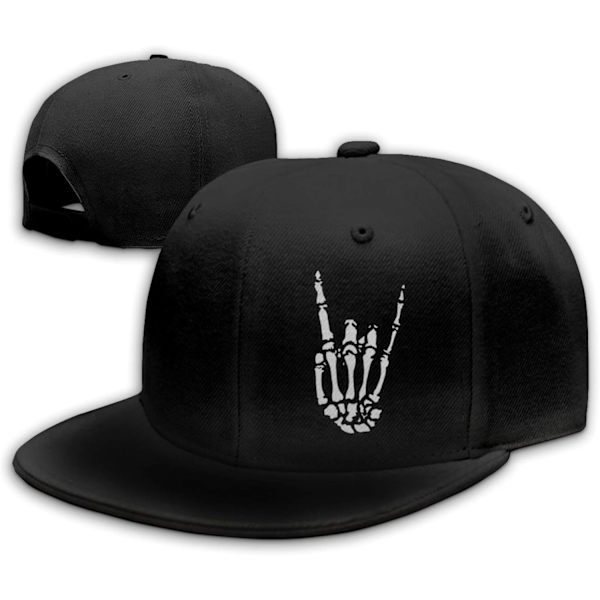 Miesten litteälippuiset hatut, Cool Rock Roll -kallohattu, luuranko käsi, miesten snapback-hattu, baseball-lippis, musta snapback-hattu pojille