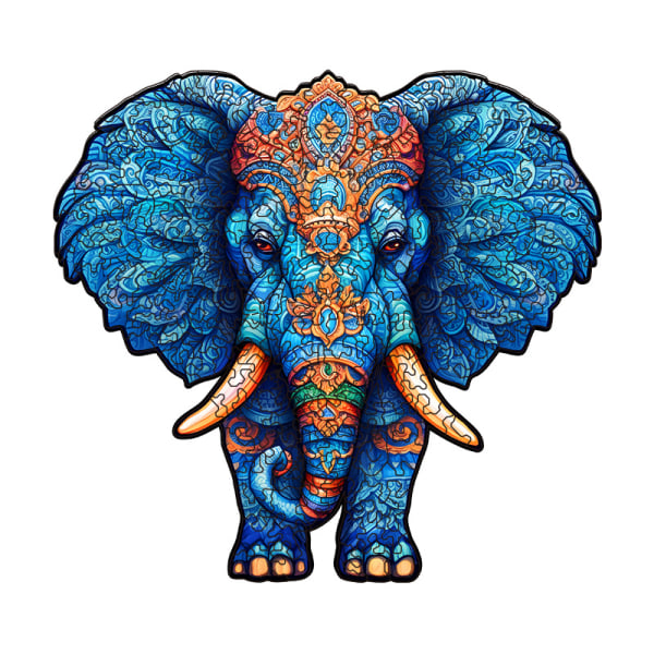 (Blå elefant)Träpussel för vuxna (42x33cm, 220st),Unikt