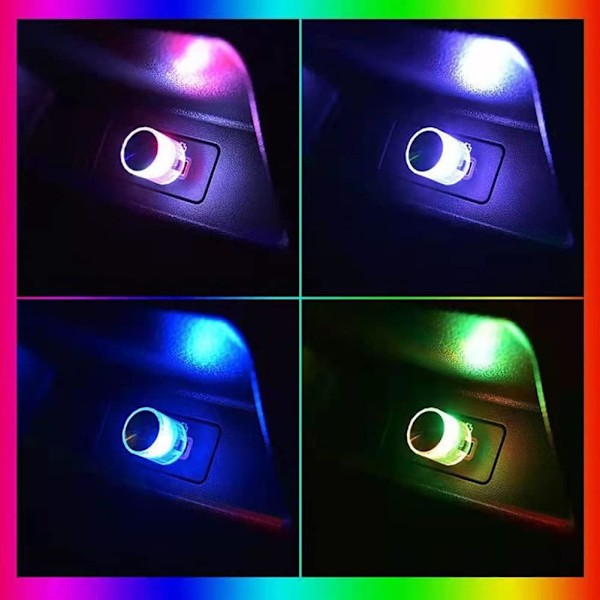 stk. Bil LED Atmosfære Lys, 5V/1A 1.5W USB Plug-in Lys Bil Dekoration Mini Indendørs og Udendørs Atmosfære Belysning til Soveværelse, Bil, Kontor, Blå