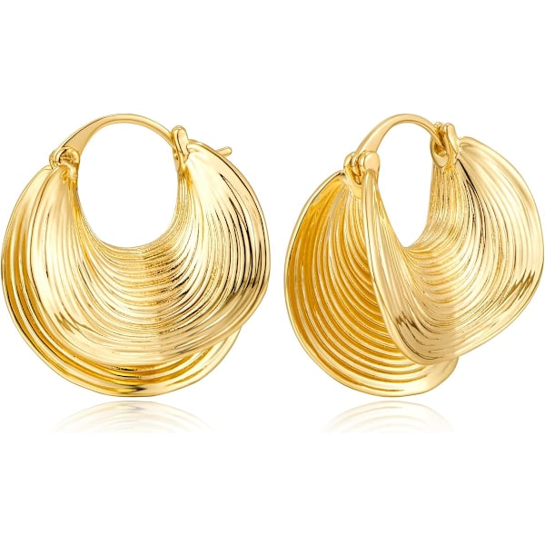 Gold Hoop Earrings for Women Chunky Gold Plated Earring Statement Jewelry