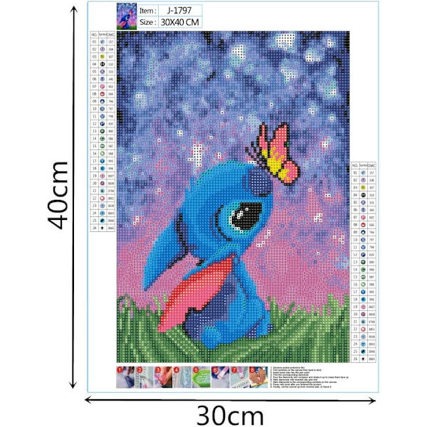30*40cm 5D DIY Diamantmålning Kit Komplett, Animerade Di
