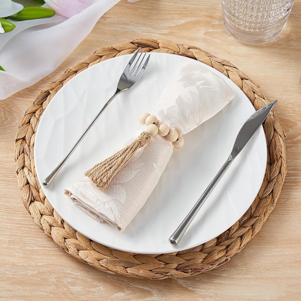 Servettringar, Set om 12, Träservettringar, Träpärlor Servettringar för Borddekoration, Höst Thanksgiving Servettringar för