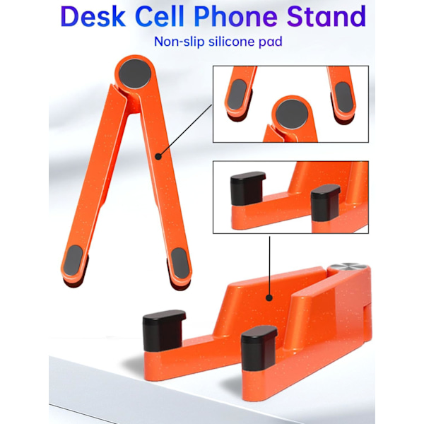 Telefonholder til Skrivebord, Foldbar Bærbar iPhone Holder, Mobiltelefonholder Aluminium Telefonholder Vuggedock til Skrivebord/Rejse, Bordtelefonholder