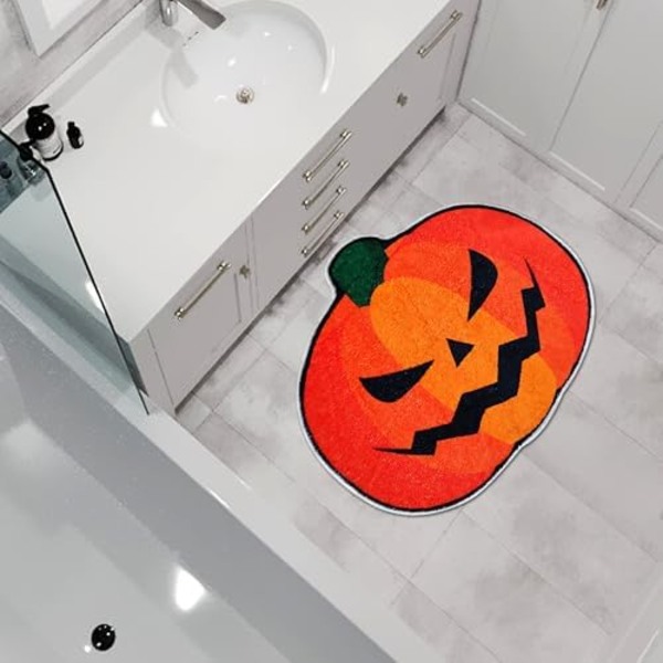 Halloween Badeværelsesmåtte, Efterårsgræskar Bademåtte Vandabsorberende Skridsikker Vaskbar til Brusebad Kar Mikrofiber Vaskbar Absor