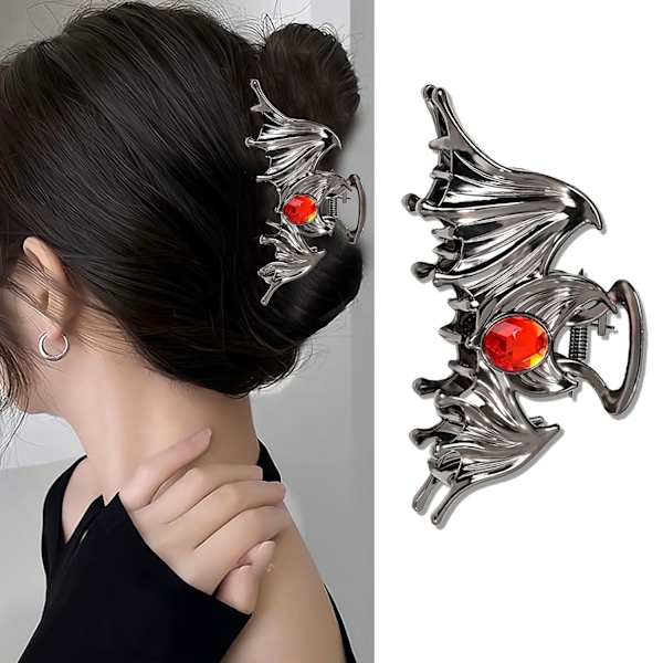 Halloween Hair Clips Bat Ruby Claw Clips Metal Black Hair Claw Clips for Thick Thin Hair Jaw Clips Strong Holds Non-Slip