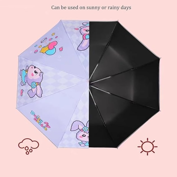 1 Kids Umbrella Automaattinen sateenvarjo sarjakuva Rabbit Strong Win