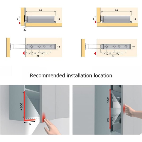 (10 stk) Trykk for å åpne magnetiske låser Push-Open Magnetic Lat