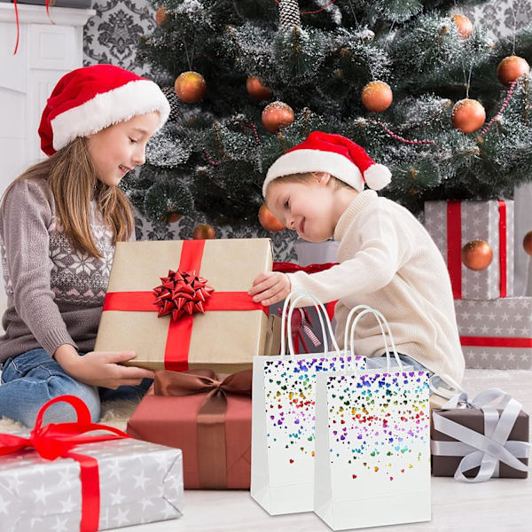 15 stk. Kraftposer, gaveposer i papir, kraftpapirposer med håndtag, genanvendelige gaveposer til jul, bryllup