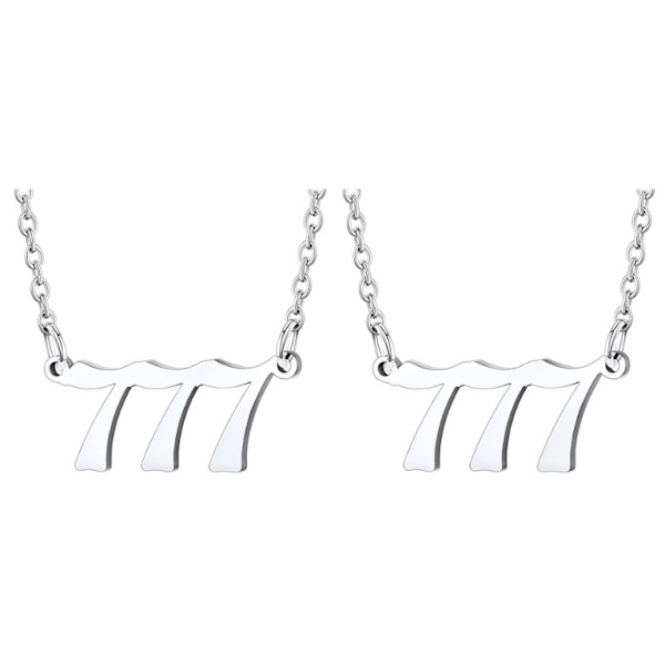 2 Angel Number Choker Halskjede for Kvinner Menn, 777 Lucky Number St
