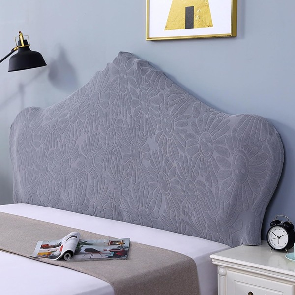 Grey,1.5m Irregular Headboard Cover, Stretch Velvet Dustproo