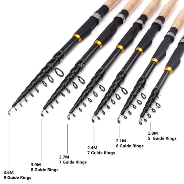 Retractable Fishing Rod, Ultra-light Portable Fishing Rod with Wooden Handle 2.7m