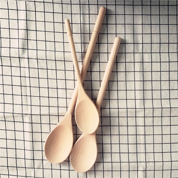 Select Maple Solid Spoon Set, 10, 12, 14 tum 3-delat Set Natur
