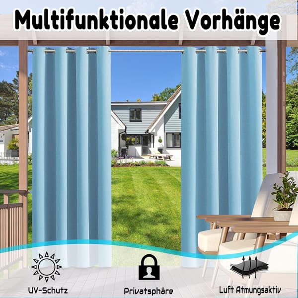 Vanntette utendørsgardiner, vanntette termisk isolerende hagegardiner, B140xH250CM