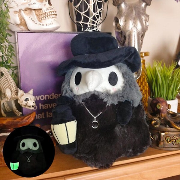 2 stk Fluffy Plague Doctor med Glow In Dark Lantern Plysj Til