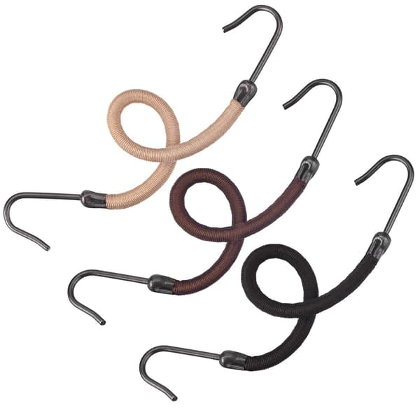 Brun og blond elastisk hårkrog Hårstyling Hestehaleholder Kroge Hårstrik til krøllet hår Langt hår Sort, 30 stk.