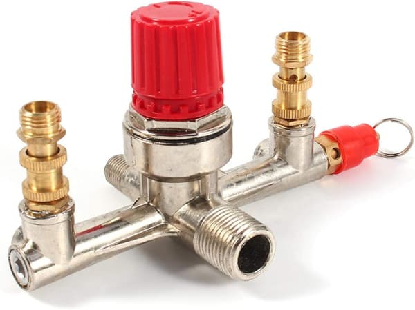 （15×3×3cm）Dobbelt uttak trykkregulator, stempel luftkompressor kontrollventil, erstatningsbryterventil, høy presisjon