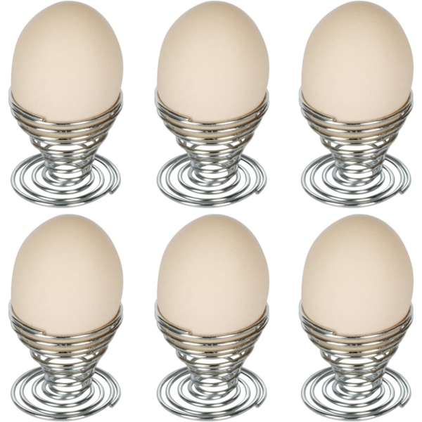 6 x Rustfrie ståltråd spiral eggkopper