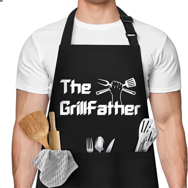 Matlagningsförkläden för män, justerbart förkläde för män med ficka, matlagningsförkläden för grillning som present