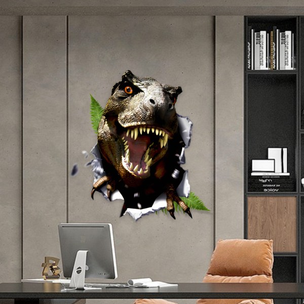 3D ødelagte dinosaur veggklistremerker selvklebende 3D stue