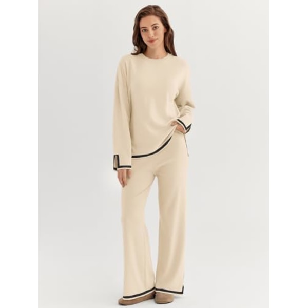 Dame 2-delt Lounge Set Outfits Tracksuits Sweatsuits Langærmet Trøje Toppe Brede Ben Bukser Efterårsmode Tøj