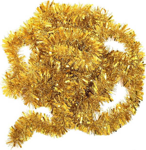 10 stk. metallisk glittervridd girlander i gull