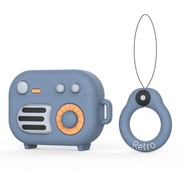 （Blå）Fodral Kompatibelt med AirPods 3:e generationen 2021, Retro Radio Design för Barn, Tonåringar, Pojkar, Flickor