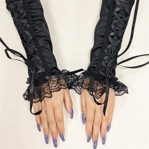 33cm Gothic Armvarmere til Kvinder Punk Fingerløse Goth Rave Emo Grunge