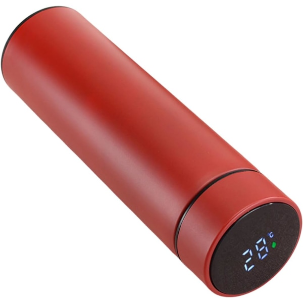 Röd Smart vattenflaska i rostfritt stål med Smart LCD-pekskärm, Håll varm eller kall, Portable Trave